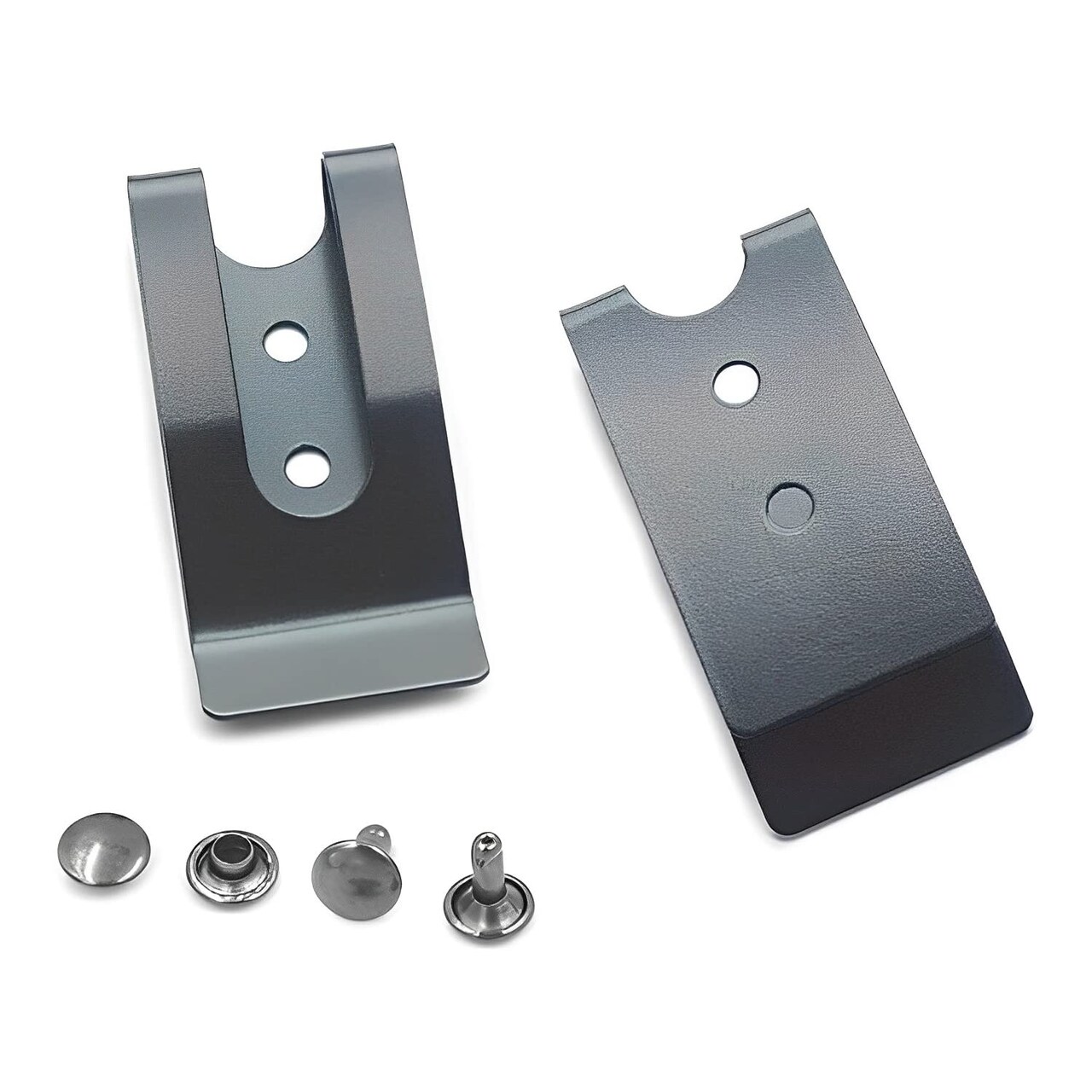 4 Sets - Metal 54x25mm Holster Sheath Belt Clip Clasp Spring Buckle Hook Double Holes Black